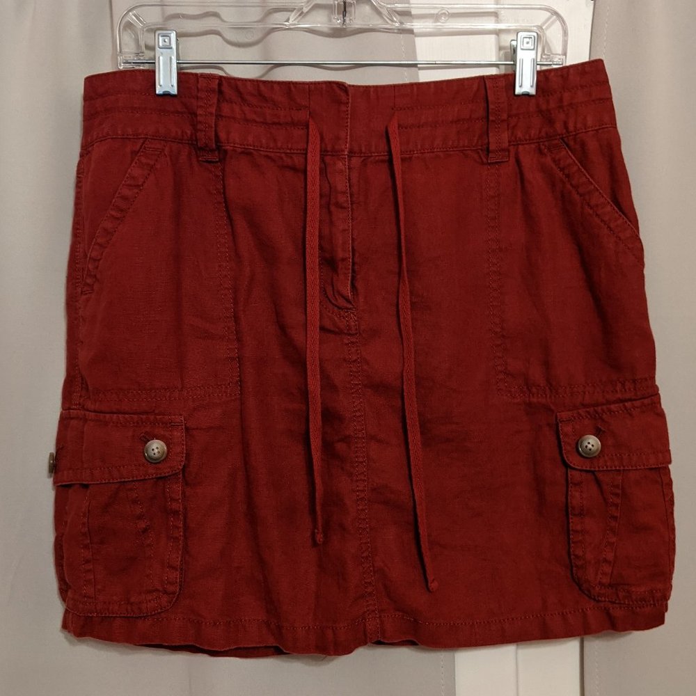 Red Linen Mini Skirt